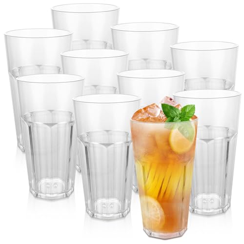 LOPYXBR 10 Stück Kunststoff Gläser 420ml Wiederverwendbar Wassergläser aus Kunststoff Trinkgläser Plastik Gläser Camping Gläser für zu Hause Restaurants Grill Party Camping von LOPYXBR
