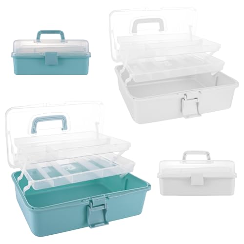LOPYXBR 2 Stück 3 Regal Mehrzweck-Aufbewahrungsbox, 33x18x14cm Medikamenten Aufbewahrung, Medikamentenbox Aufbewahrung mit 2 Regalen, Medikamenten Organizer, für Werkzeuge, Kosmetik, Stift von LOPYXBR