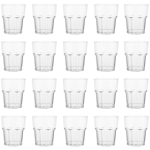 LOPYXBR 20 Stück Wassergläser Set, 260ml Weingläser Ohne Stiel, Wiederverwendbar Weingläser Plastik, Trinkgläser aus Kunststoff, Transparente Camping Gläser für Party, Hochzeiten, Grillabende von LOPYXBR