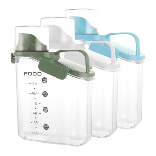 LOPYXBR 3 Stück 2000ml Waschmittel Aufbewahrung mit Messbecher, Waschpulver Aufbewahrungsbox, Luftdichter Waschmittel Dosierer für Waschmittel, Waschpulver, Getreide von LOPYXBR