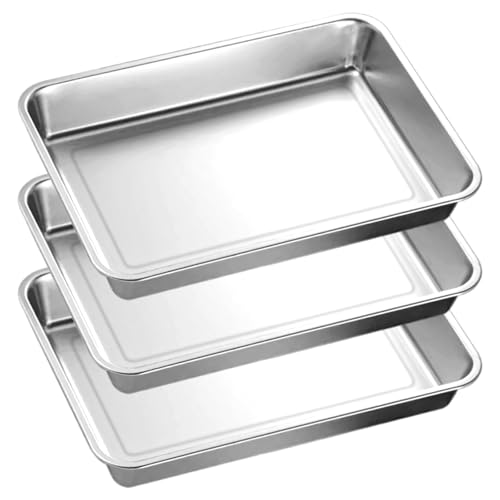 LOPYXBR 3 Stück Backblech Edelstahl, 40x30x4.8 cm Grillschale Edelstahl Backbleche, Baking Tray Edelstahl Ofenblech Oven Tray zum Backen Kochen Servieren-Spülmaschinenfest LOPYXBR 3 Stück Backblech Edelstahl, 40x30x4.8 cm Grillschale Edelstahl Backbleche, Baking Tray Edelstahl Ofenblech Oven Tray zum Backen Kochen Servieren-Spülmaschinenfest von LOPYXBR