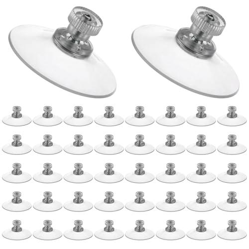 LOPYXBR 40 Stück Saugnapf Ø40mm PVC Saugnäpfe Extra Stark Saugnapf mit Gewinde Runden Saugnäpfe mit Gewinde M4 Saugnapf Haken für Fenster, Fliesen, Autoschmuck, Glasplatten von LOPYXBR