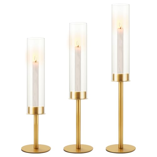 LOPYXBR Gold Kerzenhalter 3er Set Geriffelter Kerzenhalter Set Gold Hurricane Kerzenhalter mit Glasabdeckung Winddicht Messing Kerzenhalter Hoch Dekorative Kerzenhalter Basis Vase für Kerzenständer LOPYXBR Gold Kerzenhalter 3er Set Geriffelter Kerzenhalter Set Gold Hurricane Kerzenhalter mit Glasabdeckung Winddicht Messing Kerzenhalter Hoch Dekorative Kerzenhalter Basis Vase für Kerzenständer von LOPYXBR