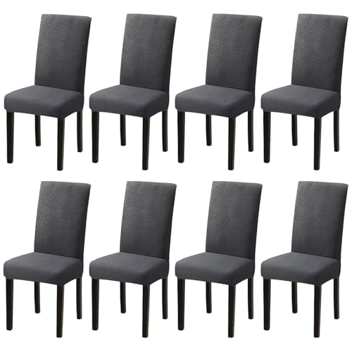 LOPYXBR Stuhlhussen 8er Set, Universal Stretch Stuhlhussen für Schwingstühle, Grau Abnehmbare Stretch Stuhlbezug für Restaurants, Hotels, Küchen, Hochzeiten, Partys von LOPYXBR