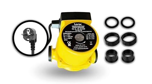 LORAC | Umwälzpumpe Heizung 220-240 V, RS-Q 25-60/130, Heizungspumpe mit 3 Leistungsstufen (46/67/93W), Zirkulationspumpe Warmwasser, 3-stufiger Druck (3/5/6m), Solar Umwälzpumpe, Poolheizung, IP44 von LORAC