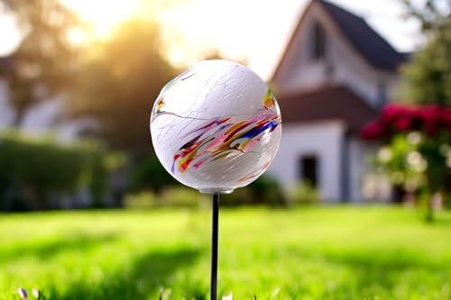 Gartenstecker BOl - Handgefertigtes Glas - Weiß - Gartendekorationen - Gartenindeco für den Außenbereich - Gartendekor - Tiere für den Außenbereich von LORANTO