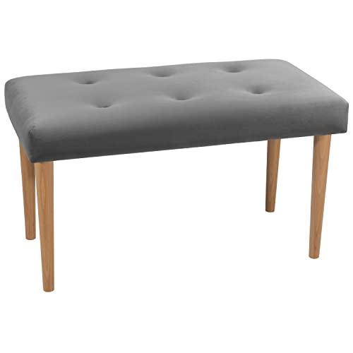 LORDLY Sitzbank mit Beinen aus Buche Prudhomme NAT 80x40cm - grau Veloursstoff, Innensitz, Polsterbank mit Samtbezug, Bank für Wohnzimmer, Schlafzimmer, Flur, max. 300 kg von LORDLY