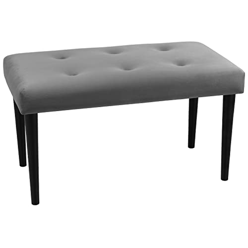 LORDLY Sitzbank mit Beinen aus Buche Prudhomme BL 80x40cm - grau Veloursstoff, Innensitz, Polsterbank mit Samtbezug, Bank für Wohnzimmer, Schlafzimmer, Flur, max. 300 kg von LORDLY