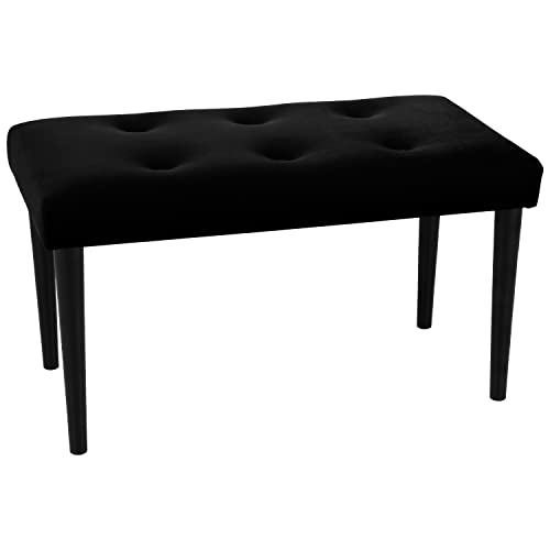 LORDLY Sitzbank mit Beinen aus Buche Prudhomme BL 80x40cm - schwarz Veloursstoff, Innensitz, Polsterbank mit Samtbezug, Bank für Wohnzimmer, Schlafzimmer, Flur, max. 300 kg von LORDLY