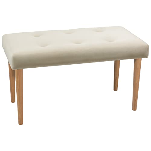 LORDLY Sitzbank mit Beinen aus Buche Prudhomme NAT 80x40cm - beige Veloursstoff, Innensitz, Polsterbank mit Samtbezug, Bank für Wohnzimmer, Schlafzimmer, Flur, max. 300 kg von LORDLY