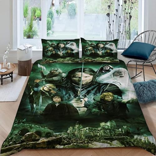 LORDOS Bettwäsche 135x200 2teilig - Der Herr der Ringe 2er Set Bettbezug mit 1 Kissenbezüge 80x80 cm, Bettwäsche Set Mikrofaser für Einzelbett mit Reißverschluss LORDOS Bettwäsche 135x200 2teilig - Der Herr der Ringe 2er Set Bettbezug mit 1 Kissenbezüge 80x80 cm, Bettwäsche Set Mikrofaser für Einzelbett mit Reißverschluss von LORDOS
