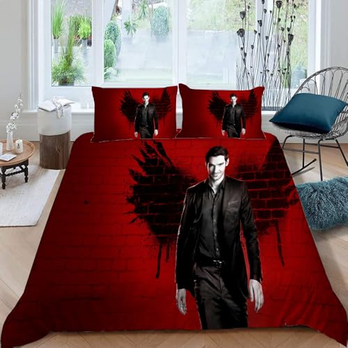 LORDOS Bettwäsche 135x200 Lucifer Poster 2 teilig - Bettbezüge 135 x 200 2er Set mit Kissenbezüge 80x80 cm, Bettwäsche-Sets 135x200cm aus Mikrofaser mit Reißverschluss LORDOS Bettwäsche 135x200 Lucifer Poster 2 teilig - Bettbezüge 135 x 200 2er Set mit Kissenbezüge 80x80 cm, Bettwäsche-Sets 135x200cm aus Mikrofaser mit Reißverschluss von LORDOS