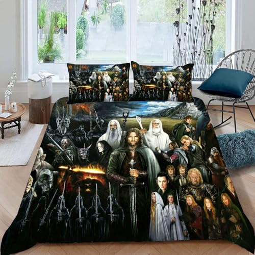 LORDOS Bettwäsche 135x200cm Herr der Ringe Bettbezug - 3 teilig Bettwäsche-Sets Mit Kissenbezug 80x80cm Aus Mikrofaser Mit Reißverschluss Weich Und Bügelfrei LORDOS Bettwäsche 135x200cm Herr der Ringe Bettbezug - 3 teilig Bettwäsche-Sets Mit Kissenbezug 80x80cm Aus Mikrofaser Mit Reißverschluss Weich Und Bügelfrei von LORDOS