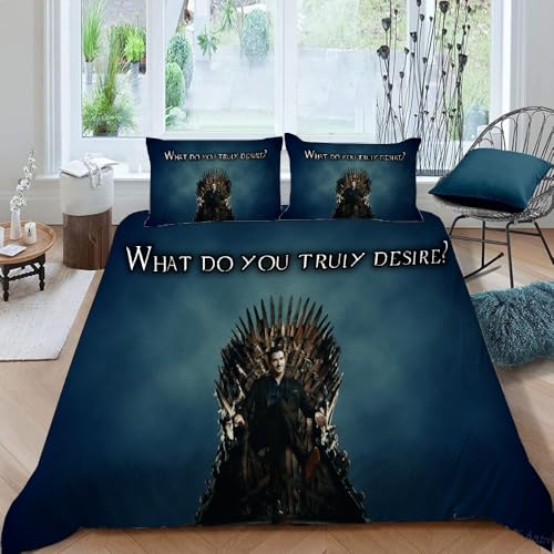 LORDOS Bettwäsche 135x200cm Lucifer Poster Bettbezug - 3 teilig Bettwäsche-Sets Mit Kissenbezug 80x80cm Aus Mikrofaser Mit Reißverschluss Weich Und Bügelfrei von LORDOS
