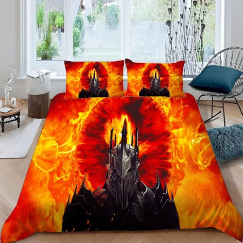 LORDOS Bettwäsche 155x220 Der Herr der Ringe Bettwäsche-Sets Mit Kissenbezüge 80x80cm Aus Mikrofaser Mit Reißverschluss Weich Und Bügelfrei - Für Allergiker Geeignet von LORDOS