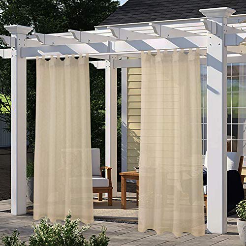 LORDTEX Leinen-Optik Outdoor Vorhang für Terrasse – 2 Stoffbahnen wasserdichte Schlaufen oben durchscheinende Vorhänge für Pergola, Veranda, Cabana und Pavillon, Indoor/Outdoor, 132 x 213 cm, Leinen von LORDTEX