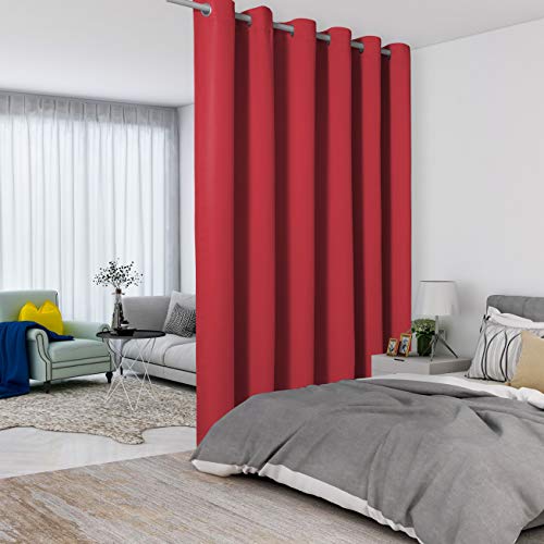 LORDTEX Rote Raumteiler-Vorhänge – totale Privatsphäre Wand Raumteiler Paravent Raumtrenner Breiter Verdunkelungsvorhang für Wohnzimmer Schlafzimmer Terrasse Schiebetür 1 Panel, 3 m breit x 2,7 hoch von LORDTEX