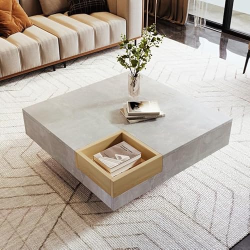 LORISMAI Couchtisch Wohnzimmertisch Beistelltisch mit herausnehmbarer Aufbewahrungsbox, Betongrau und Holzfarbe, 72x72x30cm LORISMAI Couchtisch Wohnzimmertisch Beistelltisch mit herausnehmbarer Aufbewahrungsbox, Betongrau und Holzfarbe, 72x72x30cm von LORISMAI