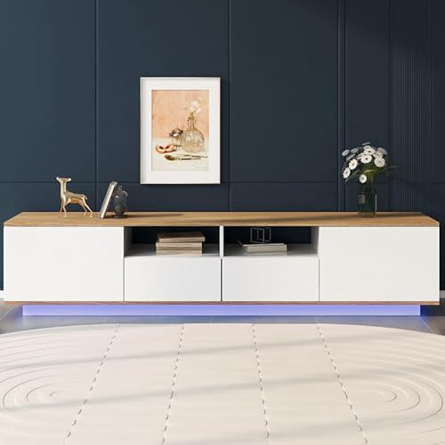 LORISMAI LED Lowboard, Fernsehschrank TV-Ständer TV Board Industrial TV-Tisch modern TV Schrank 80 Zoll FernsehmöbelTV-Möbel,weiß180,TV Tisch,Fernsehschrank für Wohnzimmer von LORISMAI