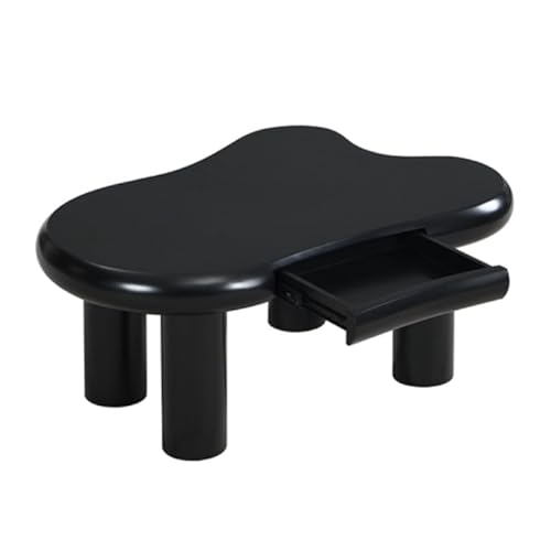 LORISMAI Schwarzer Couchtisch in Cloud-Form aus MDF mit 16-Farbiger LED-Beleuchtung & Schublade – Moderner Wohnzimmertisch, mit Stauraum von LORISMAI