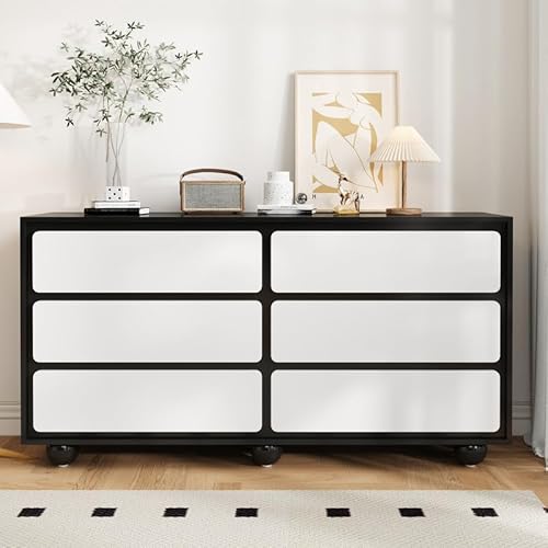 LORISMAI Sideboard, stilvolle Kommode mit sechs Schubladen – Frisiertisch im modernen Design, praktische Funktion.140×38×74,5cm von LORISMAI