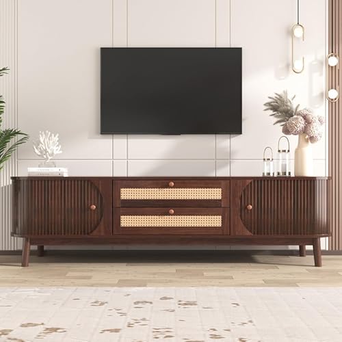LORISMAI TV-Schrank-Natürlicher Holz-Blend Türen und Schubladen - TV-Ständer mit Rattanseiten -Aufbewahrungslösung - Natürlicher Landhausstil LORISMAI TV-Schrank-Natürlicher Holz-Blend Türen und Schubladen - TV-Ständer mit Rattanseiten -Aufbewahrungslösung - Natürlicher Landhausstil von LORISMAI