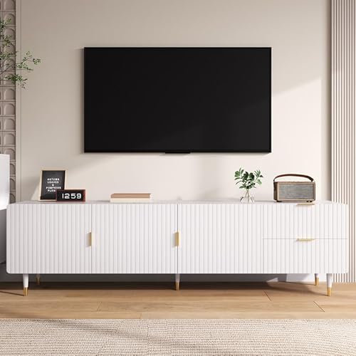 LORISMAI TV-Schrank mit Schubladen, TV-Möbel mit goldenen Griffen, goldenen Beinen und verstellbaren Füßen, Türen mit Regalen LORISMAI TV-Schrank mit Schubladen, TV-Möbel mit goldenen Griffen, goldenen Beinen und verstellbaren Füßen, Türen mit Regalen von LORISMAI