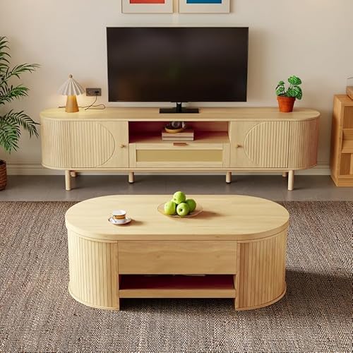 LORISMAI TV-Schrank – modernes Design, Wohnzimmermöbel-Set mit höhenverstellbarem Couchtisch Stauraum, abgerundete Kanten – harmonisch abgestimmt von LORISMAI