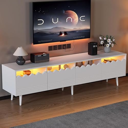 TV-Schrank,176 * 38 * 45cm Lowboard mit 6 Stützbeinen, TV-Ständer mit 2 Schubladen und 2 Schränken, Fernsehschrank, Wohnzimmermöbel,Weiß TV-Schrank,176 * 38 * 45cm Lowboard mit 6 Stützbeinen, TV-Ständer mit 2 Schubladen und 2 Schränken, Fernsehschrank, Wohnzimmermöbel,Weiß von LORISMAI