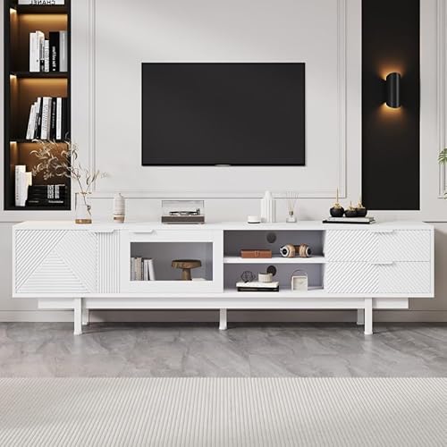 TV-Schrank,moderner einfacher Fernsehschrank, Lowboard Mit 2 Türen und 2 Schubladen,Geeignet für 80-Zoll, 200 * 40 * 50.5 cm,Weiß TV-Schrank,moderner einfacher Fernsehschrank, Lowboard Mit 2 Türen und 2 Schubladen,Geeignet für 80-Zoll, 200 * 40 * 50.5 cm,Weiß von LORISMAI