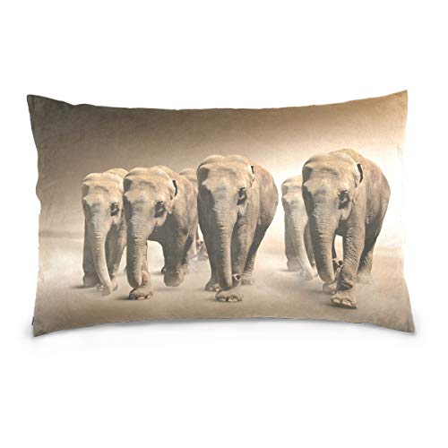 LORONA Kissenbezug mit Elefantenmotiv, Leinen, Heimdekoration, unsichtbarer Reißverschluss, für Couch, Sofa und Bett, 40,6 x 61 cm von LORONA
