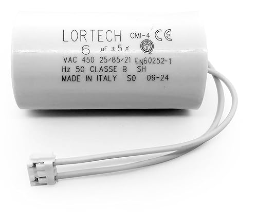 LORTECH Kondensator 6µF für Bubendorff Motor mit Anschluss, JST Stecker, 50 mm Länge, 30 mm Durchmesser, 110 mm Kabellänge, Einrastmontage, LORTECH-6uF, ±8.33% Toleranz, 6500 V DC Maximalspannung von LORTECH