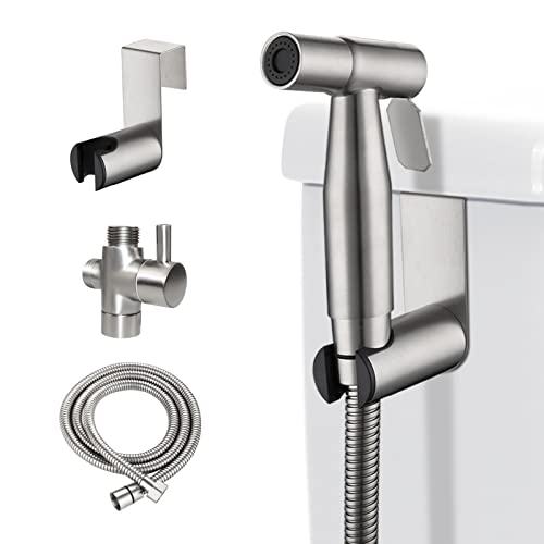 [LOSCHEN] Bidet Wandspray-Kit für Toilette,Hand Sprayer WC Befestigung Edelstahl für Haustier Bad/persönliche Hygiene/Badezimmer (Silber) von LOSCHEN