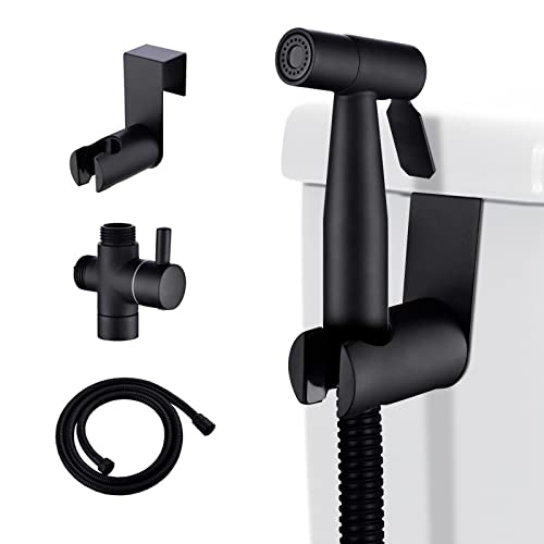 [LOSCHEN] Bidet Wandspray-Kit für Toilette,Hand Sprayer WC Befestigung Edelstahl für Haustier Bad/persönliche Hygiene/Badezimmer (schwarz) von LOSCHEN