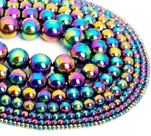 108 Stück Regenbogen-Hämatit-Edelsteinperlen zur Schmuckherstellung, 8 mm, Hämatit-Edelsteine, lose Steinperlen von LOSKOSSLTDD1