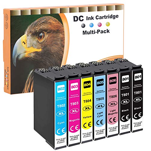 D&C 7X Druckerpatronen kompatibel zu Epson 80XL T-801 T-802 T-803 T-804 T-805 T-806 Stylus Photo P-50 PX-650 PX-700 PX-710 PX-720 PX-800 PX-810 PX-820 PX-830 R-265 R-285 R-360 RX-560 RX-585 RX-685 von LOSMANN
