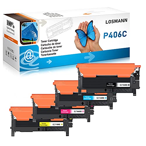 LOSMANN 4X Toner Kompatibel für Samsung CLT-406S CLP-360 / CLT-K406S CLT-C406S CLT-M406S CLT-Y406S für Samsung CLP-360 CLP-360N CLP-360ND CLP-362 CLP-363 CLP-364 CLP-365 CLP-365W CLP-367W CLP-368 von LOSMANN