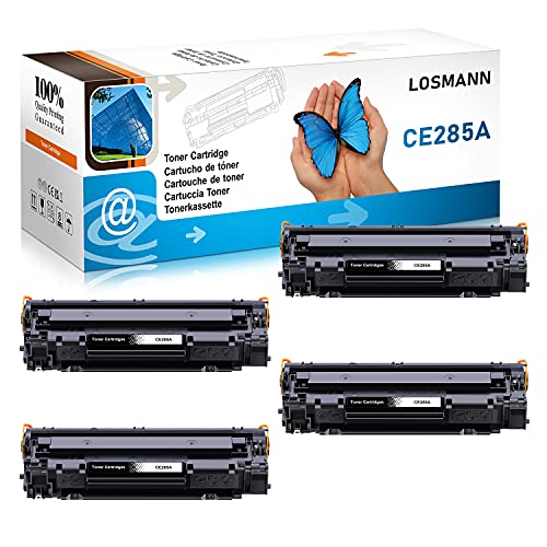 LOSMANN 4x Schwarz Toner Kompatible für HP 85A CE285A für Laserjet Pro P1005 P1006 P1102W P1102 M1132MFP M1217NFW M1212NF M1213NF M1132 P1100 M1136 M1210 M1212 M1130 M1134 von LOSMANN