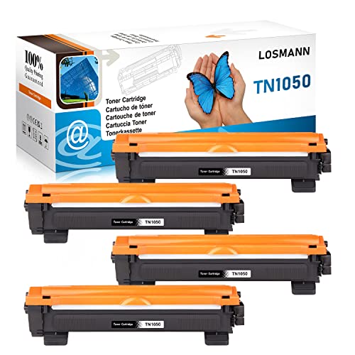 LOSMANN 4X Schwarz Toner kompatibel für Brother TN1050 TN-1050 für Brother HL-1110 1110E 1110R HL-1110 Series HL-1112 1112A HL-1112 Series HL-1201 1112E 1210W 1211W 1212W MFC-1810 1810E 1815 1911NW von LOSMANN