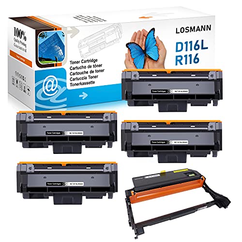 LOSMANN 4x Toner-Kartusche+ 1x Trommel Kompatibel für Samsung MLT-D116L MLT-R116 für SL Xpress M2825ND M2826 M2830DW M2835DW M2870FD M2870FW M2871FW M2875DW M2875FD M2875FW M2875ND M2876 M2885FW M2626 von LOSMANN