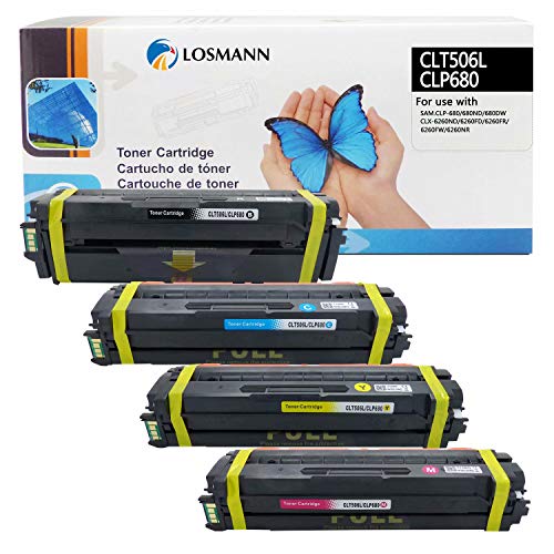 LOSMANN 4x Toner Kompatibel für Samsung CLT-506L CLT-K506L C506L M506L Y506L Ersatz für Samsung CLP-680 CLP-680DW CLP-680ND CLX-6260FD 6260FR CLX-6260FW CLX-6260ND CLX-6260 Premium Line Laserdrucker von LOSMANN