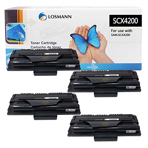 LOSMANN 4x Toner Kompatibel für Samsung Laserdrucker SCX-D4200A / ELS für Samsung SCX-4200 SCX-4200D3 SCX-4200F SCX-4200R, SCX-4200 D3 SCX-4200 F SCX-4200 R (Schwarz 3.000 Seiten Black) von LOSMANN