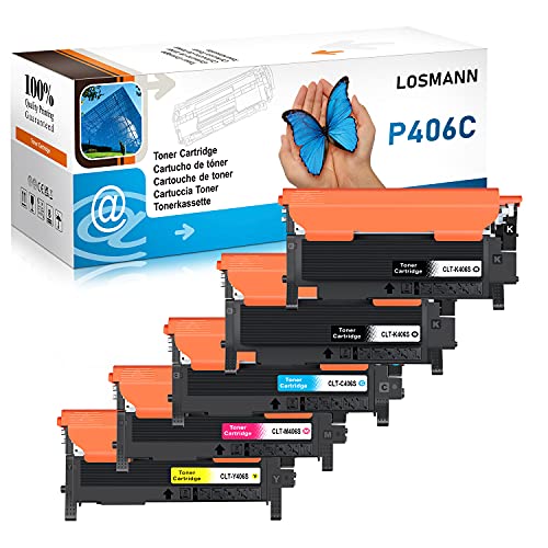 LOSMANN 5X Toner Kompatibel für Samsung CLT-406S CLP-360 / CLT-K406S CLT-C406S CLT-M406S CLT-Y406S für Samsung CLX-3300 CLX-3302 CLX-3303 CLX-3303FW CLX-3304 CLX-3305 CLX-3305FN CLX-3305FW CLX-3305W von LOSMANN