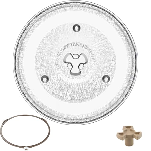 LOSYHU 270 mm Mikrowellen-Drehteller Glasplatte, Mikrowellenteller Ersatz mit 3 Fixierern, Mikrowellen-Glasplatten mit Drehtellerring und Unterstützung, Glas-Drehteller für Panasonic Mikrowelle von LOSYHU
