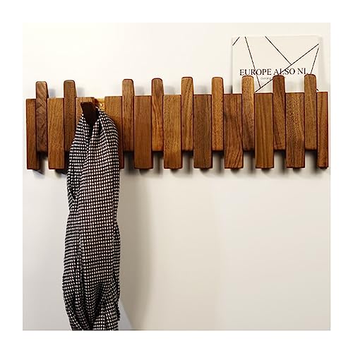 Hakenleiste Garderobe Natürliche Holz Wand Montiert Klavier Garderobe Garderobe Wandhalterung Flip Down Wand Haken Rack Handgemachte Lagerung Rack 10 Haken ( Color : Brown , Size : 59*17*3cm ) von LOTIKS