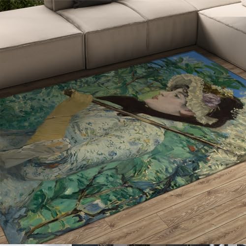 LOTIKS Edouard Manet Stil Badezimmerteppiche Frühling (Jeanne Demarsy) Großer Bodenteppich für den Innen- und Außenbereich des Wohnzimmers Schlafzimmer 60x120cm von LOTIKS