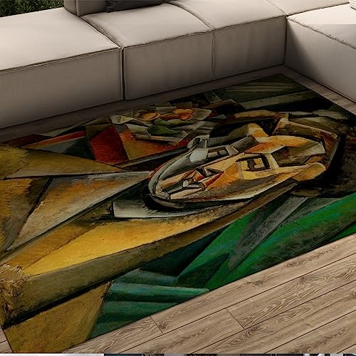 LOTIKS Picasso Teppich Abstrakte Figur Porträtteppiche Nicht verschüttend &; pflegeleicht, ideal für stark frequentierte Bereiche im Wohnzimmer, Schlafzimmer 180x200cm von LOTIKS