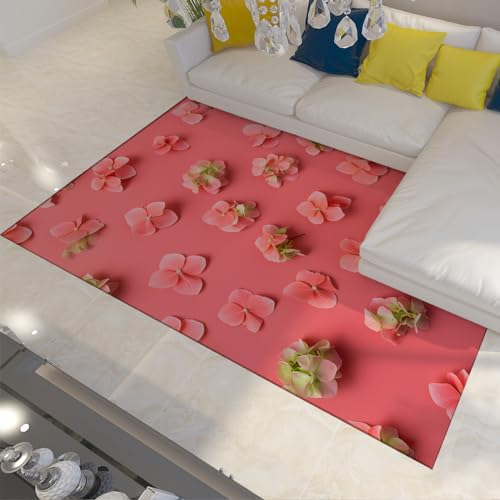 LOTIKS Rosa Teppiche Blütenblatt Blumen Teppiche Schlafzimmer Teppiche Weiche Kinderzimmer Teppiche Bequeme Bodenmatte für Wohnkultur Waschbar 120x200cm von LOTIKS