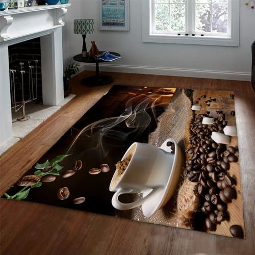 LOTIKS Waschbarer Bereich Teppich Kaffee Kamin Print Teppich Faltbarer dünner Teppich Küche Akzent Teppiche Indoor rutschfeste Esszimmer Teppich Matte 120x150cm von LOTIKS