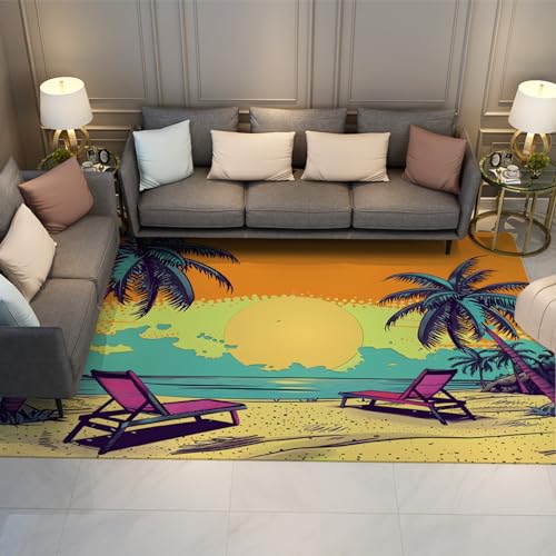Sommer Strand Bereich Teppiche für Wohnzimmer Schlafzimmer Lounge Stuhl Seaside Print Indoor Boden Teppich Leichter Rutschfester dünner Teppich 60x90cm von LOTIKS